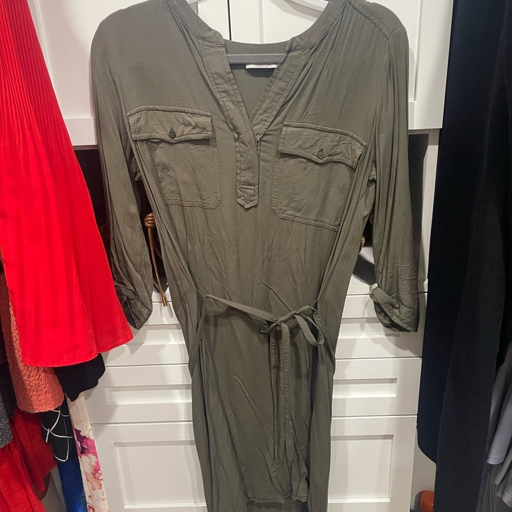 Dalia Long Sleeve Dress - Olive Green